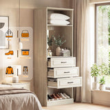 Closet System with Drawers & Mirror, Heavy Duty Wooden Closet Organizer, Modular Wardrobe Storage Tower for Bedroom & Walk-in Closet