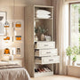 Closet System with Drawers & Mirror, Heavy Duty Wooden Closet Organizer, Modular Wardrobe Storage Tower for Bedroom & Walk-in Closet