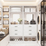 Closet System with Drawers & Mirror, Heavy Duty Wooden Closet Organizer, Modular Wardrobe Storage Tower for Bedroom & Walk-in Closet