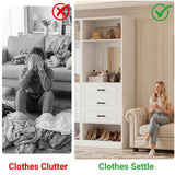 Closet System with Drawers & Mirror, Heavy Duty Wooden Closet Organizer, Modular Wardrobe Storage Tower for Bedroom & Walk-in Closet
