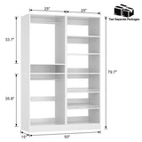 50'' Walk-in Closet System with 2 Sets, Closet Organizer with Hanging Rods & Shoe Racks
