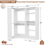 Freestanding Walk-in Closet Organizer System with Hanging Rods and Corner