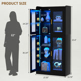 6 Shelf Bookcase with 4 Doors, LED Lights, and Adjustable Shelves