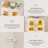 6 Shelf Bookcase with 4 Doors, LED Lights, and Adjustable Shelves