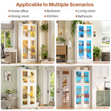 6 Shelf Bookcase with 4 Doors, LED Lights, and Adjustable Shelves