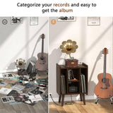 Unikito Record Player Stand, Vinyl Turntable Stand with Power Outlet and USB Charging Port, Record Display Table with Storage, Audio Rack, Turntable Nightstand for Bedroom, Living Room