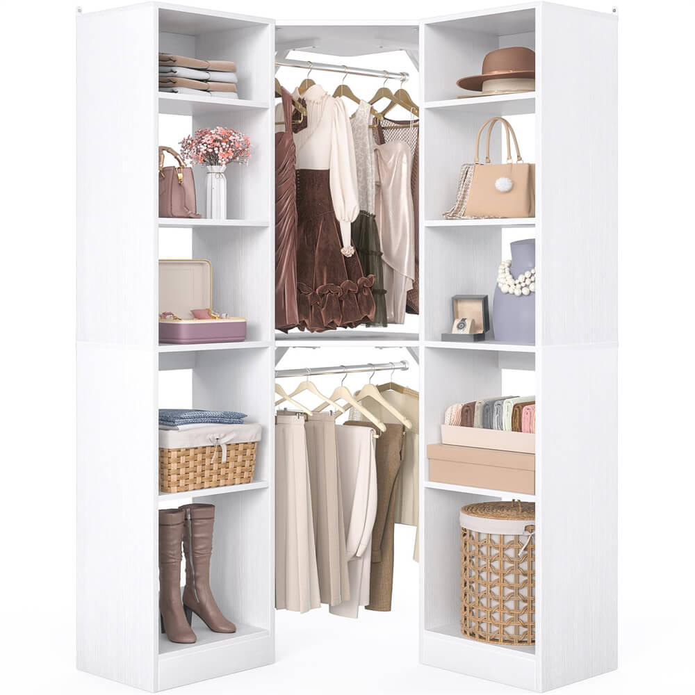 Unikito 40 Inch L Shaped Corner Closet System with 12 Shelves, 6-tier ...