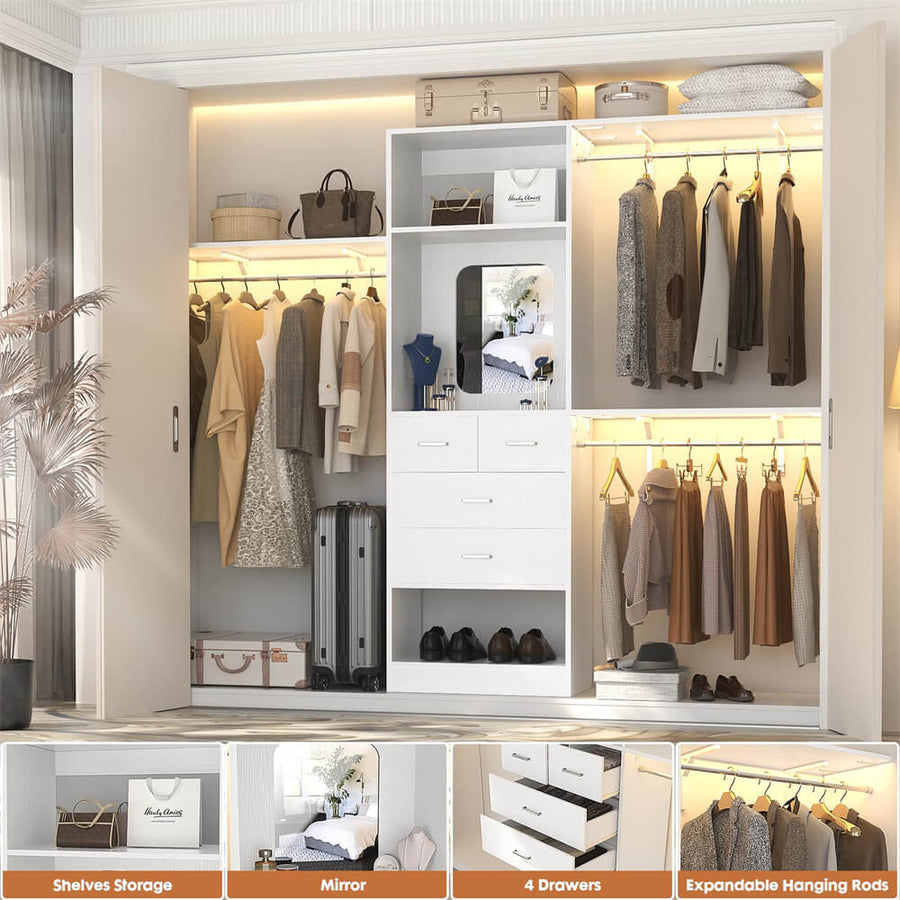 Unikito 96 Inch Closet Organizer System with 4 Drawers & 3 Shelf Towers ...