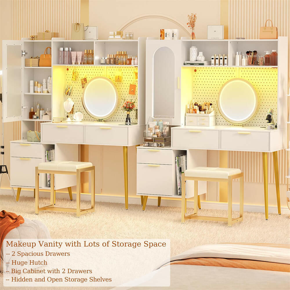 Makeup vanity with lots of drawers sales