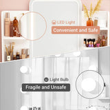 Vanity Desk with Lighted Mirror and 2 Wooden Drawers, Makeup Vanity Desk with 3 Shelves, for Bedroom