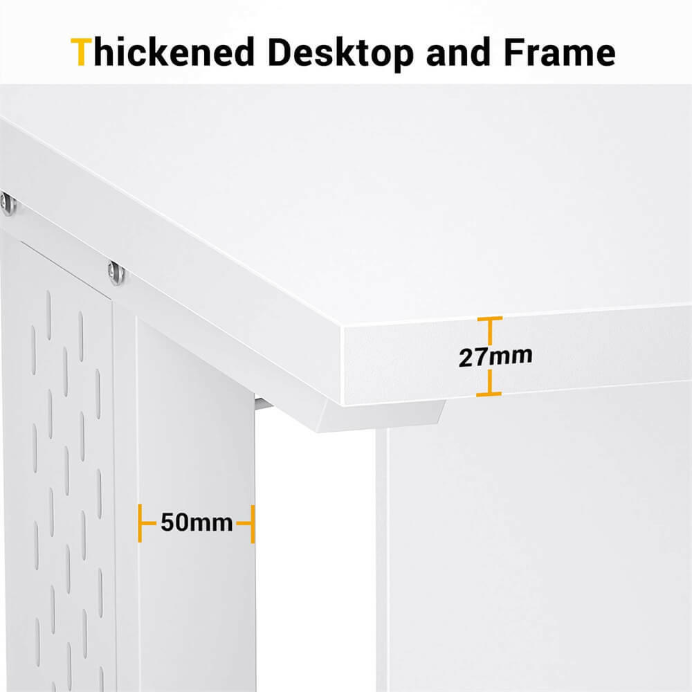 Unikito L Shaped Office Desk with Storage Cabinet and Recessed Power Strip LED Strip, 55 Inch Thickened Heavy Duty Executive Computer Desk with 2 Drawers and 1 Door Cabinet