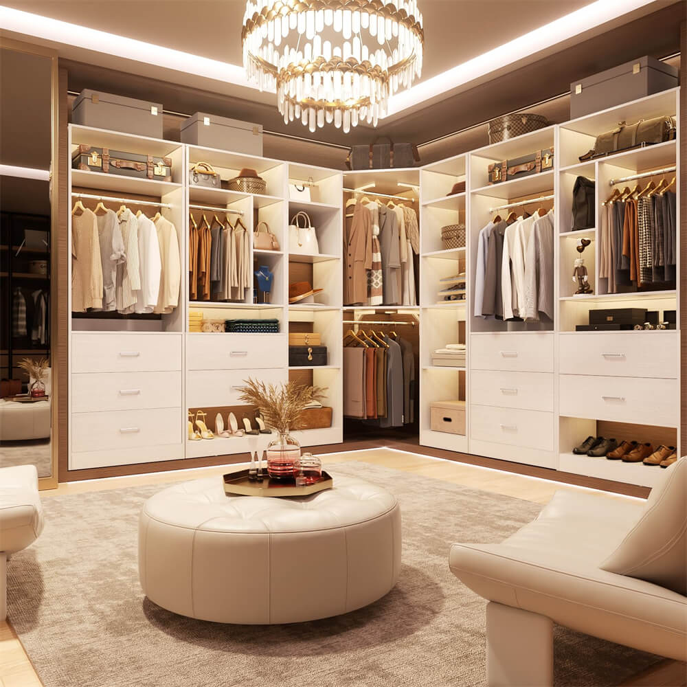 Unikito 40 Inch L Shaped Corner Closet System with 12 Shelves, 6