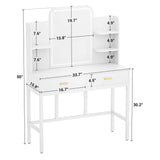 Vanity Desk with Lighted Mirror and 2 Wooden Drawers, Makeup Vanity Desk with 3 Shelves, for Bedroom