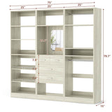 Unikito 75” Closet System with Drawers, Freestanding Closet Organizer with Hanging Rods and Shelves, Adjustable Clothes Garment Rack with Shoe Rack, Sturdy Walk-in Closet Set for Bedroom, Mudroom, Entryway