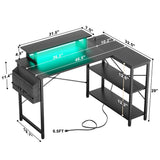 Unikito L Shaped Desk with Power Outlet & USB Port, 47 Inch Reversible Small Desk with LED Strip & Monitor Stand, Corner Computer Desk Writing Desk with Storage Shelves