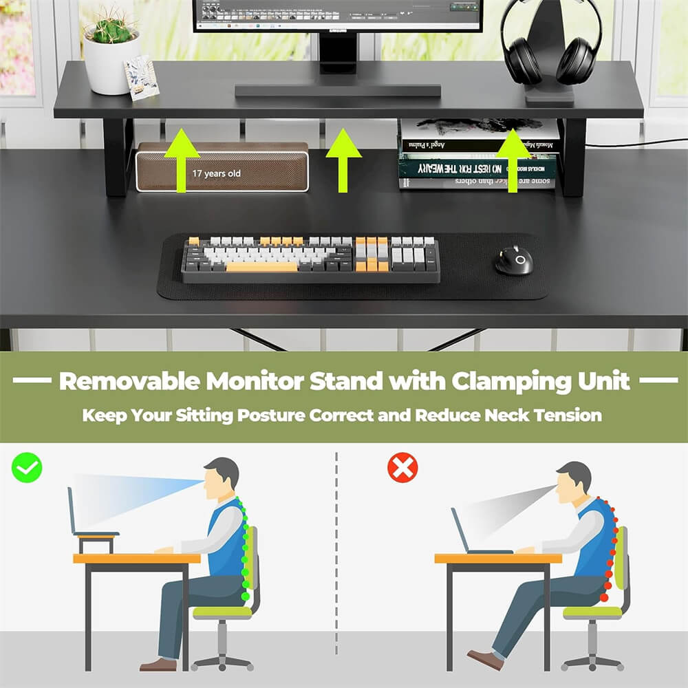 Unikito L Shaped Desk with Power Outlet and LED Lights, Reversible Corner Computer Desk with Drawers and Storage Shelf, Ergonomic L-Shaped Gaming Desk with Monitor Stand for Home Office