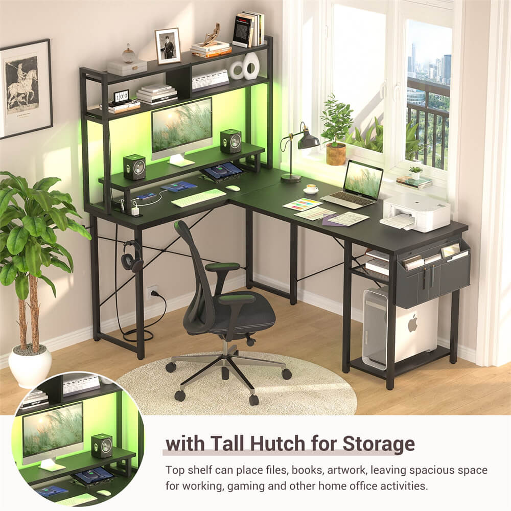 Unikito Reversible L Shaped Computer Desk, Comes with Hutch