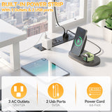 Unikito L Shaped Computer Desk with Hutch, Reversible Gaming Desk with Monitor Stand & Storage Shelf, Corner Desks Home Office Desk with Power Outlets & LED Lights