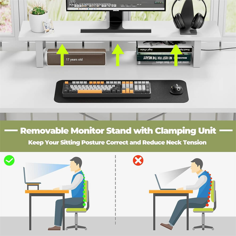 Unikito L Shaped Desk with Power Outlet and LED Lights, Reversible Corner Computer Desk with Drawers and Storage Shelf, Ergonomic L-Shaped Gaming Desk with Monitor Stand for Home Office