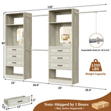 Unikito Closet System with 6 Drawers, 6-14Ft Closet Organizer with 3 Hanging Rods and Mirror
