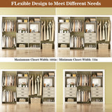 Unikito Closet System with 6 Drawers, 6-14Ft Closet Organizer with 3 Hanging Rods and Mirror