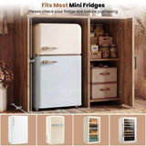 Mini Fridge Cabinet with Outlet & LED Light, Coffee Bar Cabinet