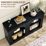 Entryway Table with LED Lights, 47" Farmhouse Console Table with Adjustable Shelves, Sofa Table