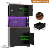 Pantry Cabinet with Microwave Countertop, 71" Tall Kitchen Pantry Storage Cabinet with Charging Station & LED Lights