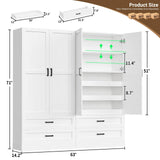 71" Tall Kitchen Pantry Cabinet with Pull-Out Shelves & 4 Drawers