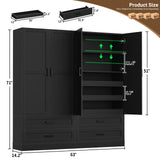 71" Tall Kitchen Pantry Cabinet with Pull-Out Shelves & 4 Drawers