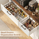 71" Tall Pantry Cabinet, Kitchen Pantry Storage Cabinet with Charging Station & LED Lights, Freestanding Microwave Stand Coffee Bar Hutch with Drawers & DIY Pegboard for Dining Room