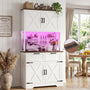 Pantry Cabinet with Microwave Countertop, 71" Tall Kitchen Pantry Storage Cabinet with Charging Station & LED Lights