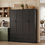 71" Tall Kitchen Pantry Cabinet with Pull-Out Shelves & 4 Drawers