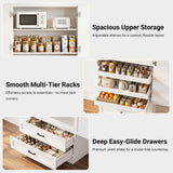 71" Tall Kitchen Pantry Cabinet with 3 Pull-Out Shelves & Drawers