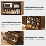 71" Tall Kitchen Pantry Cabinet with 3 Pull-Out Shelves & Drawers