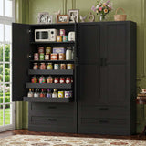 71" Tall Kitchen Pantry Cabinet with Pull-Out Shelves & 4 Drawers