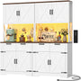 Pantry Cabinet with Microwave Countertop, 71" Tall Kitchen Pantry Storage Cabinet with Charging Station & LED Lights 2 PACK
