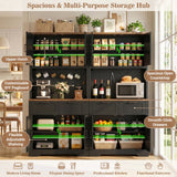 Pantry Cabinet with Microwave Countertop, 71" Tall Kitchen Pantry Storage Cabinet with Charging Station & LED Lights 2 PACK