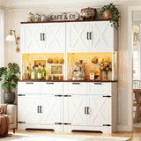 Pantry Cabinet with Microwave Countertop, 71" Tall Kitchen Pantry Storage Cabinet with Charging Station & LED Lights