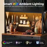 Pantry Cabinet with Microwave Countertop, 71" Tall Kitchen Pantry Storage Cabinet with Charging Station & LED Lights