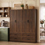 71" Tall Kitchen Pantry Cabinet with Pull-Out Shelves & 4 Drawers