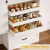 71" Tall Kitchen Pantry Cabinet with 3 Pull-Out Shelves & Drawers