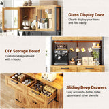 71" Kitchen Pantry Cabinet with Power Outlet & RGB LED Lights