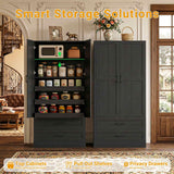 71" Tall Kitchen Pantry Cabinet with Pull-Out Shelves & 4 Drawers