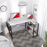 Unikito L Shaped Desk, 47 Inch Reversible Small Computer Desk with Storage, Modern Corner Desk with Shelf for Home Office