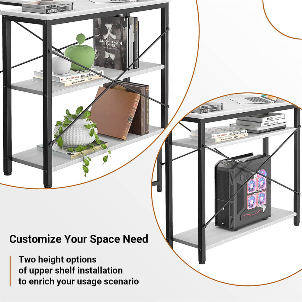 Unikito L Shaped Desk, 47 Inch Reversible Small Computer Desk with Storage, Modern Corner Desk with Shelf for Home Office