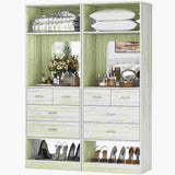 50 Inch Closet System with Drawers, 4FT Wood Closets Organizer with Mirror Design